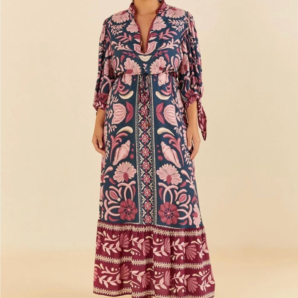 NWT Farm Rio Summer Breeze Pink and Blue Maxi Dress